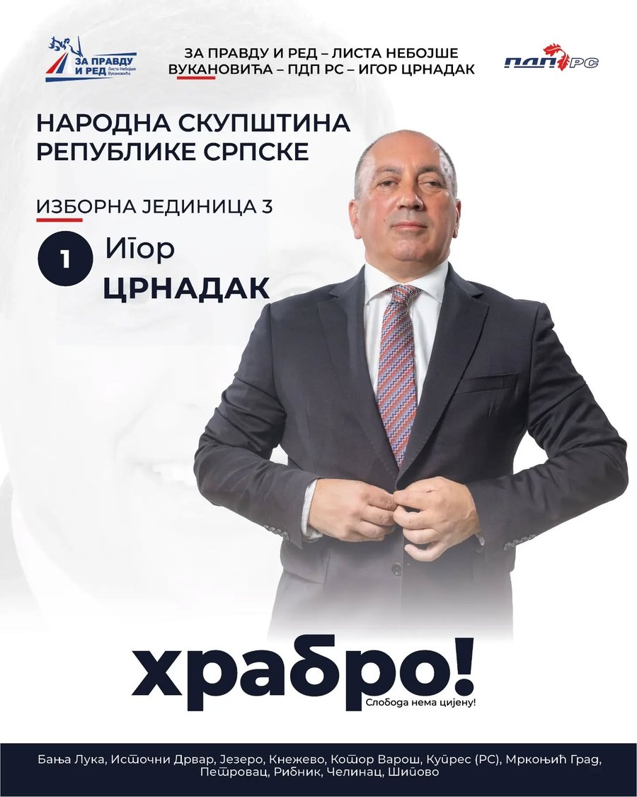 Изборни плакат — Игор Црнадак, редни број 1
