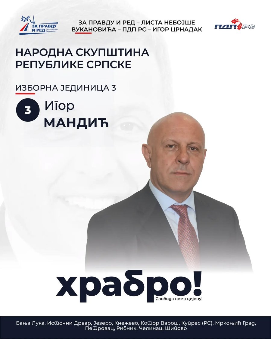 Изборни плакат — Игор Мандић, редни број 3